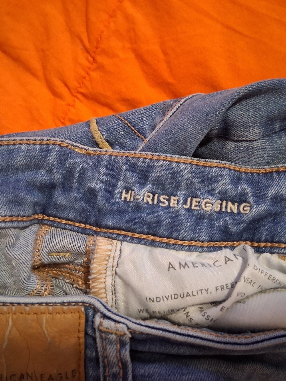 American Eagle Next Level Stretch Hi-Rise Jegging Blue Denim Jeans - Picture 8 of 9